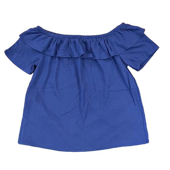 NWT LOFT Royal Blue Crinkle Off The Shoulder Top - SIZE MEDIUM - Picture 1 of 12